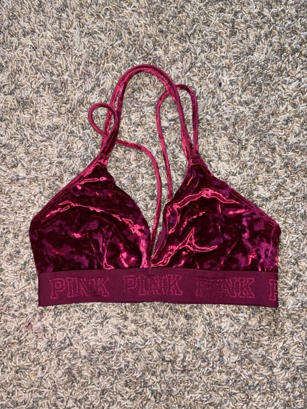 Victoria's Secret PINK Velvet Bralette in Wine
